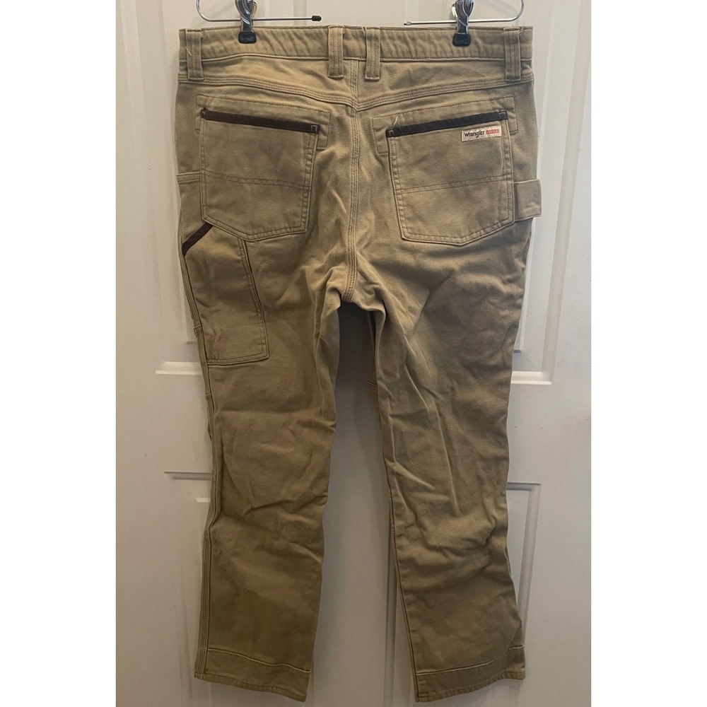 Wrangler Riggs Workwear 14X31 Tan Canvas Carpenter Pants Reinforced Knee - Picture 9 of 10